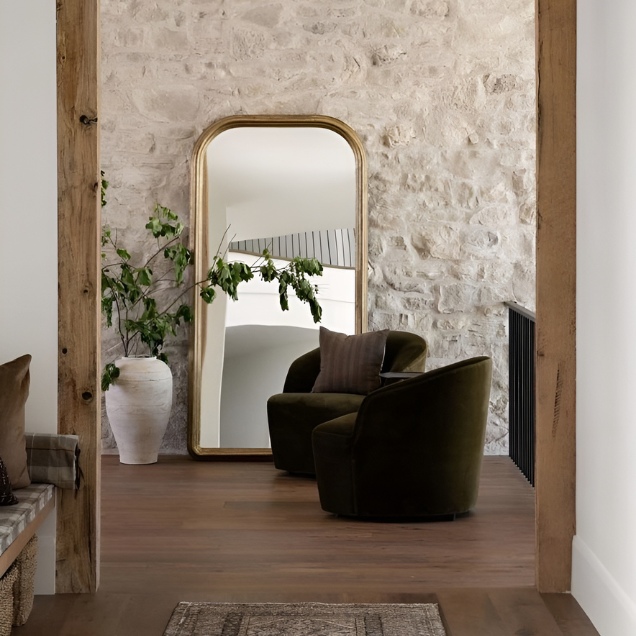 VIKO Stones Wanddecoratie natuursteen steenstrips muur wand houten vloer spiegel VIKO Stones Wanddecoratie natuursteen steenstrips muur wand houten vloer spiegel