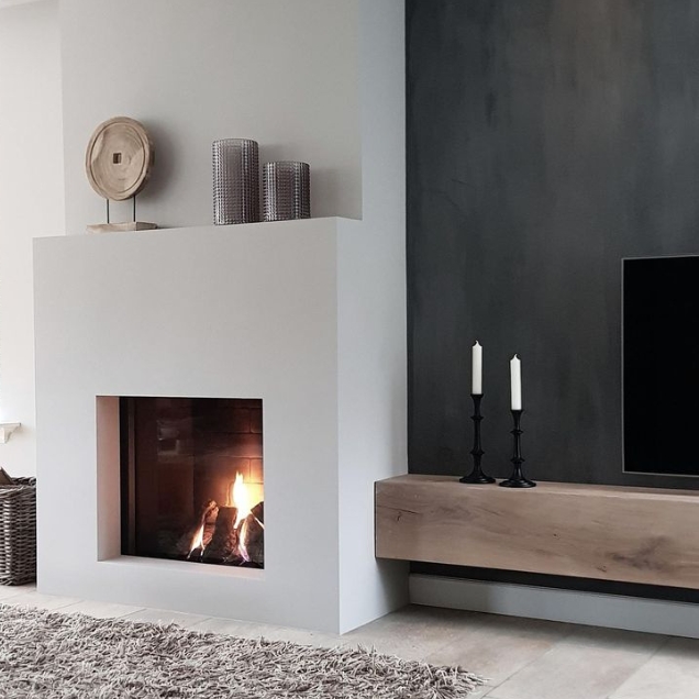 VIKO Stones haarden strak hout schouw